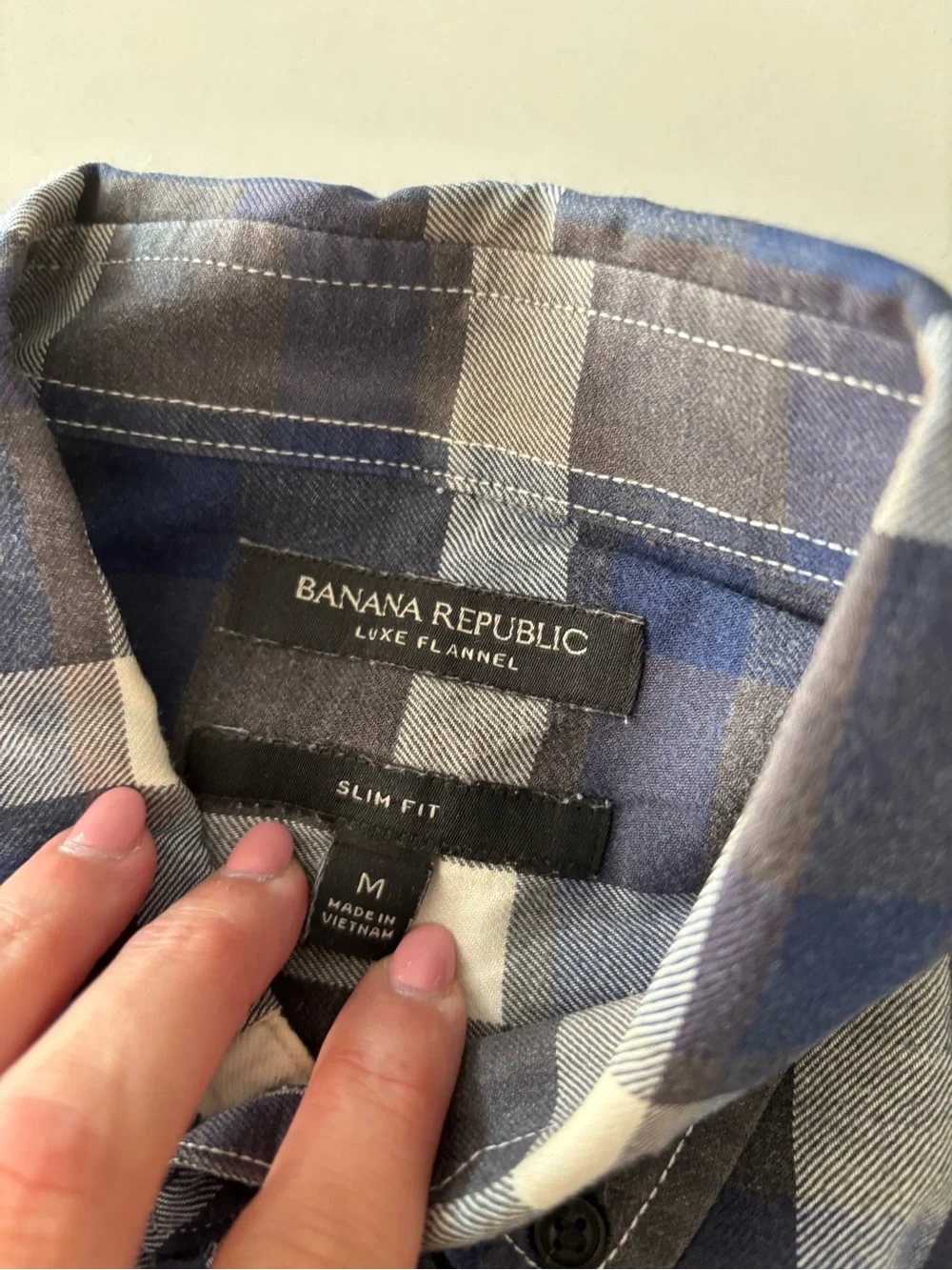 Banana Republic Navy, Blue & White Plaid Button-Down Shirt